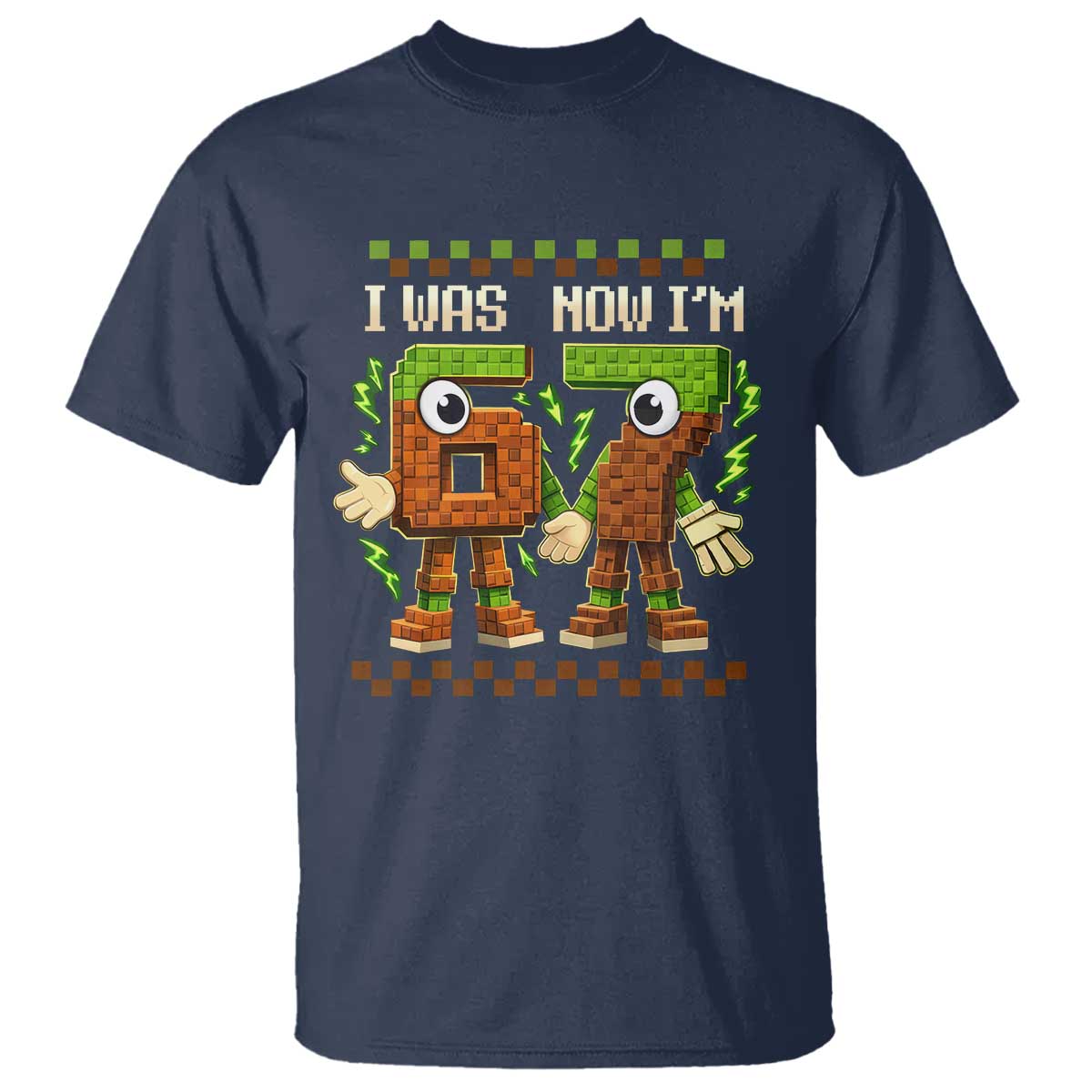 I Was 6 Now Im 7 7th Birthday 67 Meme T Shirt Six Seven Checkered Kids Gaming Meme TS10 Navy Print Your Wear
