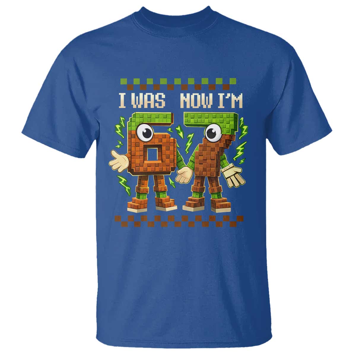 I Was 6 Now Im 7 7th Birthday 67 Meme T Shirt Six Seven Checkered Kids Gaming Meme TS10 Royal Blue Print Your Wear