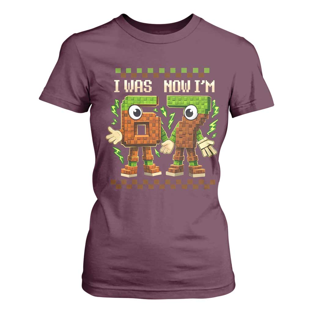 I Was 6 Now Im 7 7th Birthday 67 Meme T Shirt For Women Six Seven Checkered Kids Gaming Meme TS10 Maroon Print Your Wear