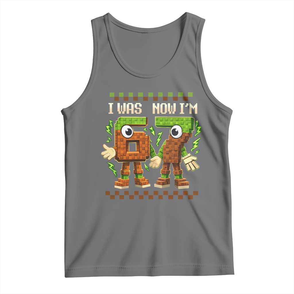 I Was 6 Now Im 7 7th Birthday 67 Meme Tank Top Six Seven Checkered Kids Gaming Meme TS10 Black Heather Print Your Wear