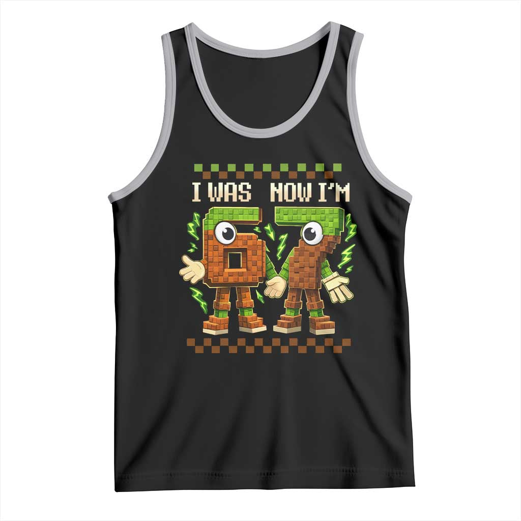 I Was 6 Now Im 7 7th Birthday 67 Meme Tank Top Six Seven Checkered Kids Gaming Meme TS10 Black Athletic Heather Print Your Wear