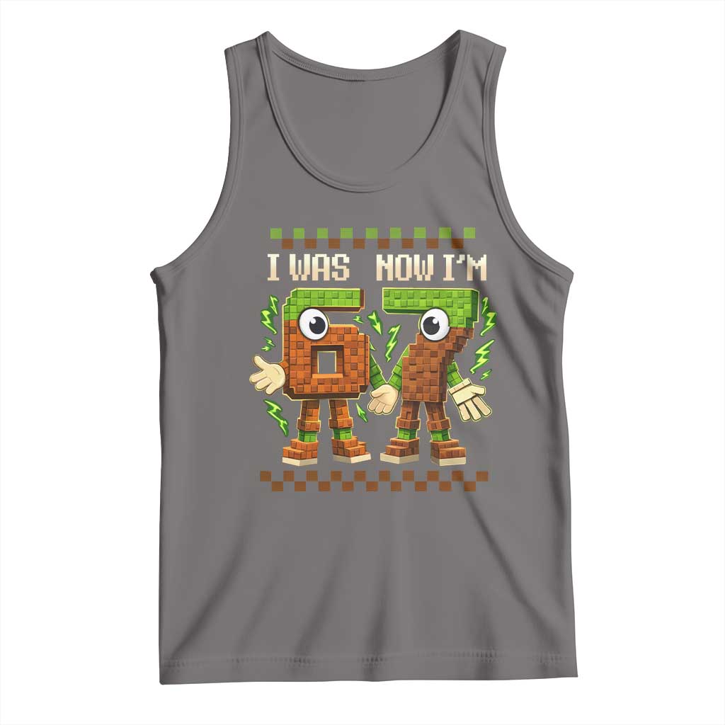 I Was 6 Now Im 7 7th Birthday 67 Meme Tank Top Six Seven Checkered Kids Gaming Meme TS10 Deep Heather Print Your Wear