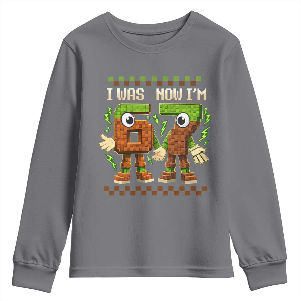 I Was 6 Now Im 7 7th Birthday 67 Meme Youth Sweatshirt Six Seven Checkered Kids Gaming Meme TS10 Charcoal Print Your Wear