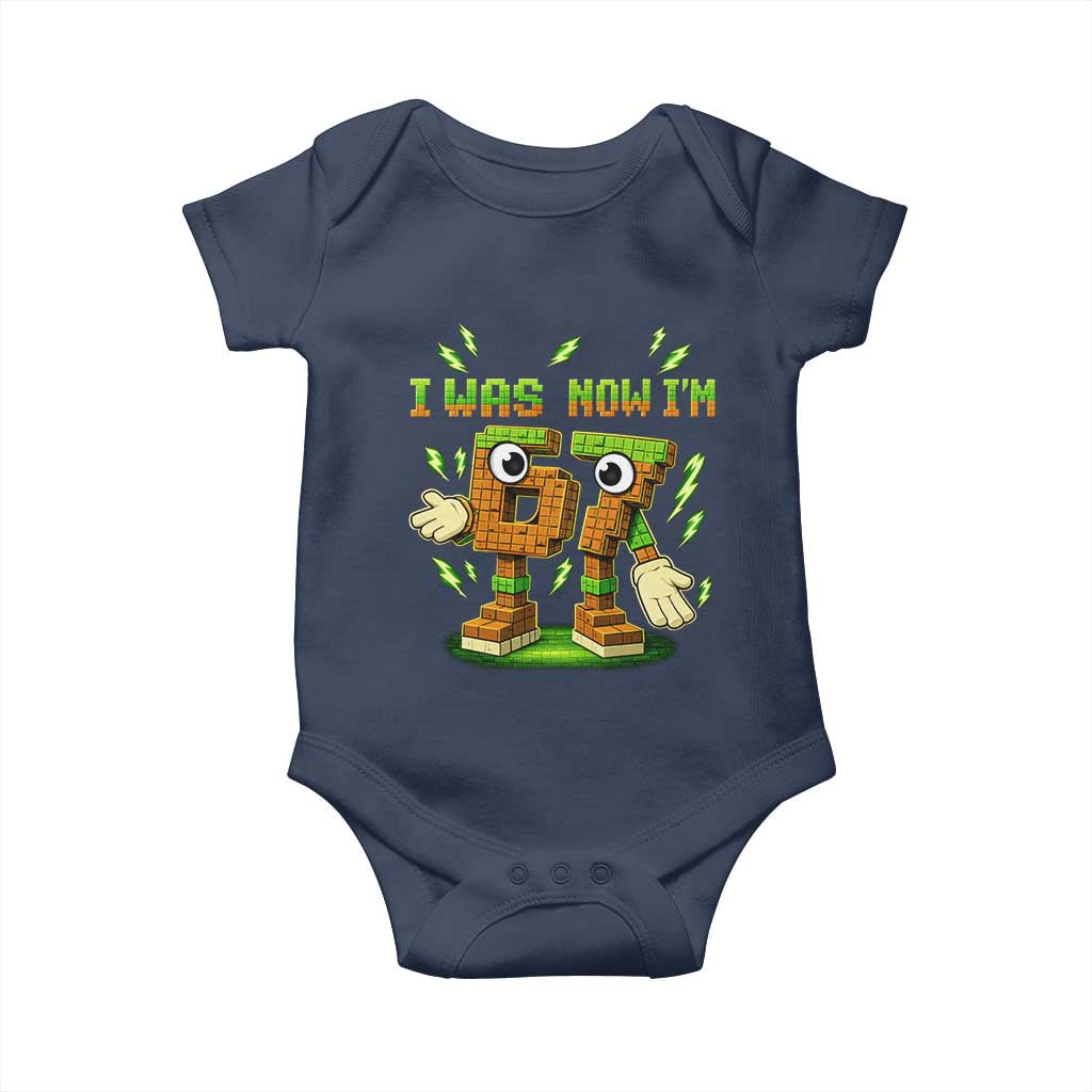 I Was 6 Now Im 7 7th Birthday 67 Meme Baby Onesie Funny 6 7 Birthday Six Seven Kids Gaming TS10 Navy Print Your Wear