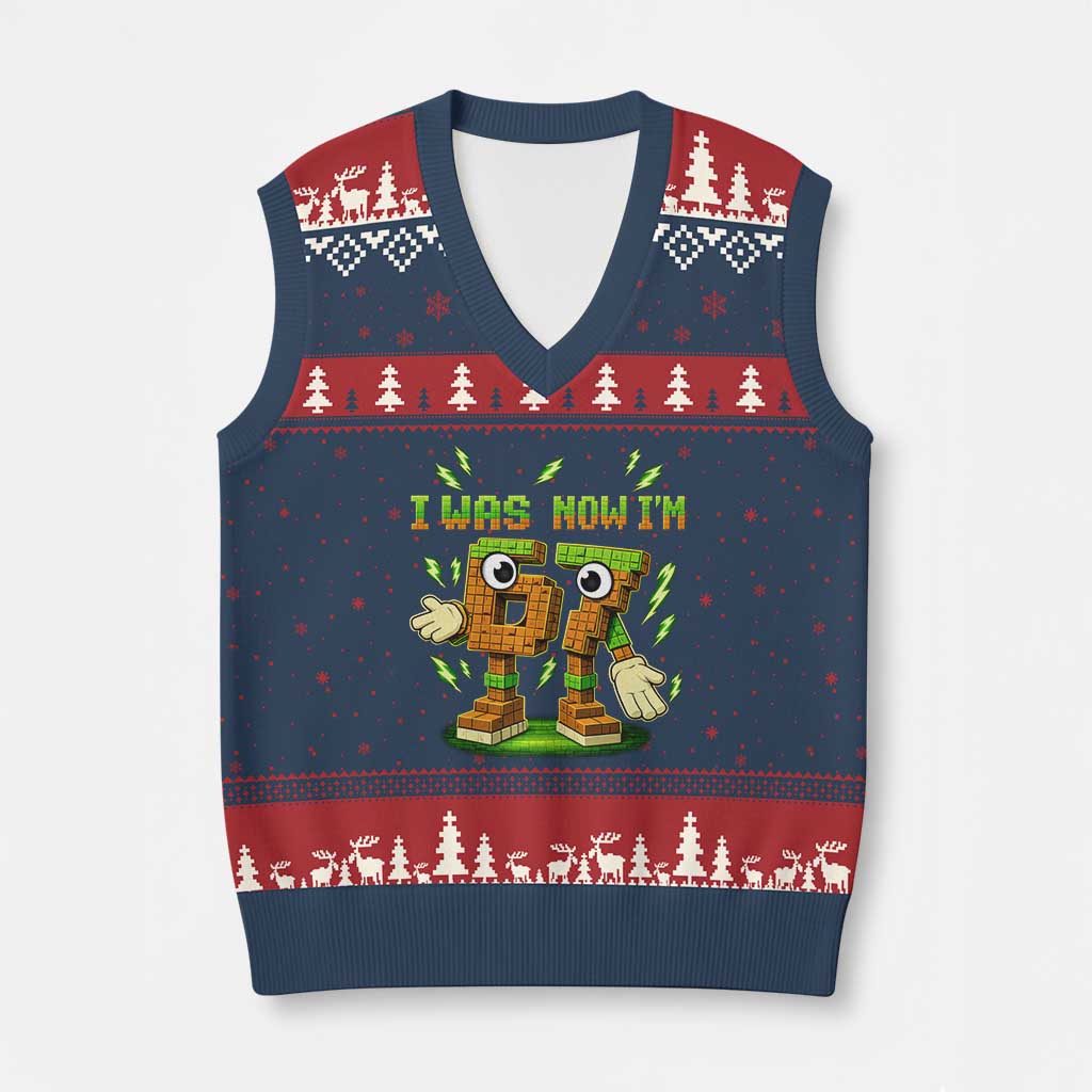 I Was 6 Now Im 7 7th Birthday 67 Meme V-Neck Knit Sweater Vest Funny 6 7 Birthday Six Seven Kids Gaming TS10 Navy Red Print Your Wear