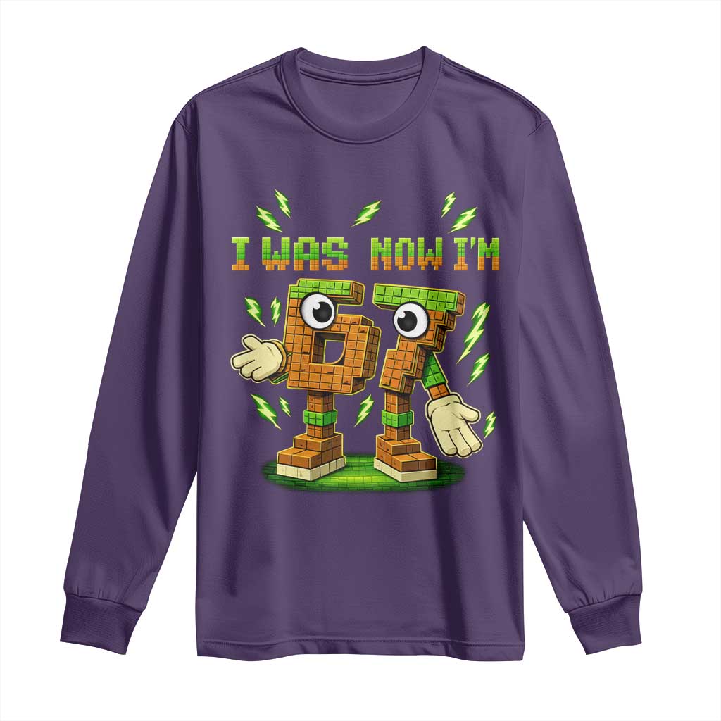 I Was 6 Now Im 7 7th Birthday 67 Meme Long Sleeve Shirt Funny 6 7 Birthday Six Seven Kids Gaming TS10 Purple Print Your Wear