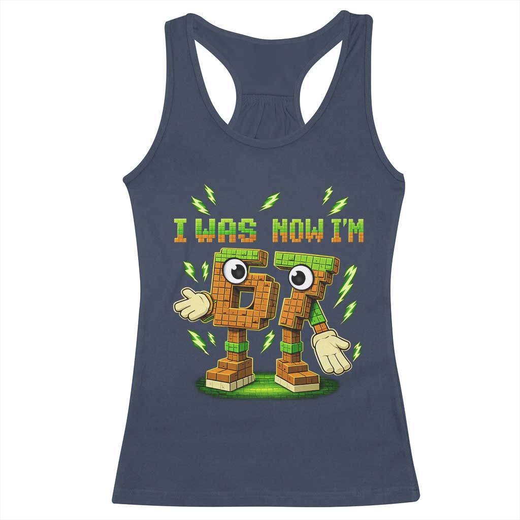 I Was 6 Now Im 7 7th Birthday 67 Meme Racerback Tank Top Funny 6 7 Birthday Six Seven Kids Gaming TS10 Navy Print Your Wear