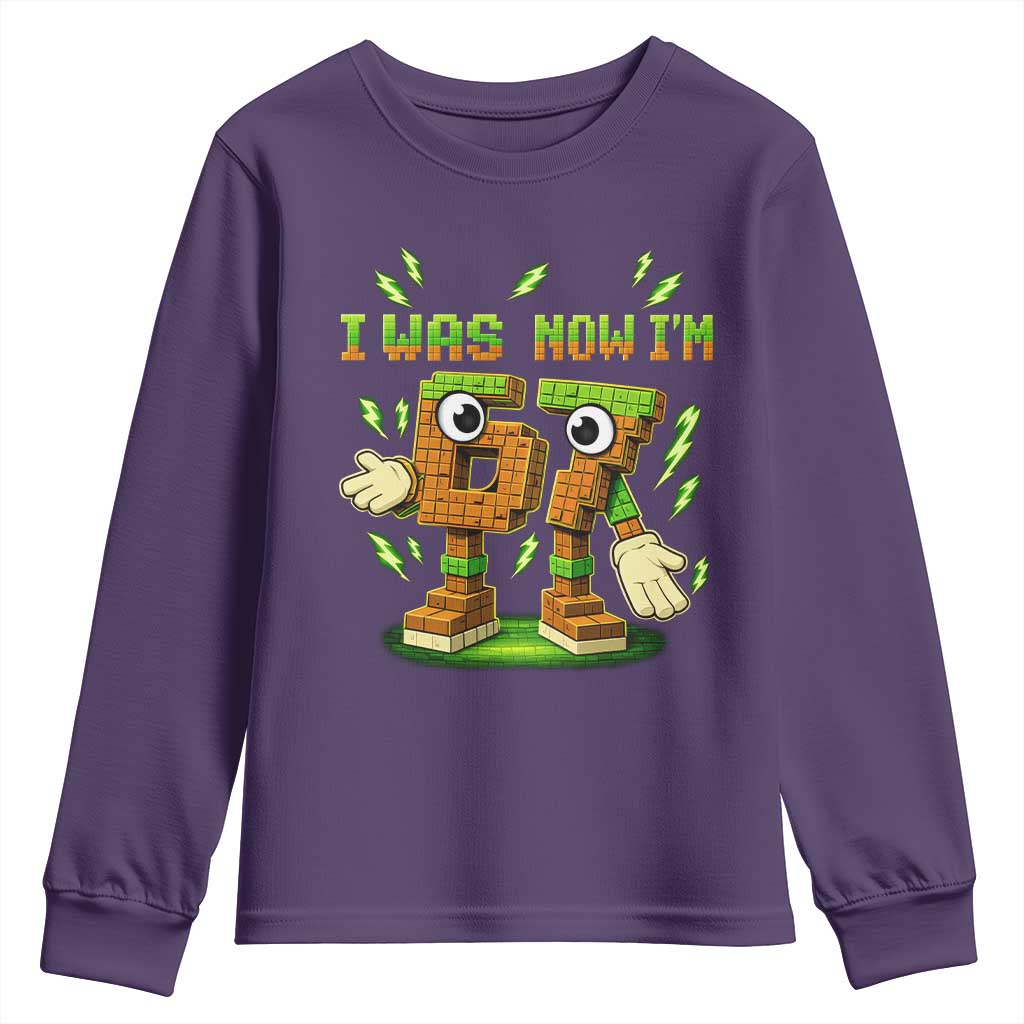 I Was 6 Now Im 7 7th Birthday 67 Meme Youth Sweatshirt Funny 6 7 Birthday Six Seven Kids Gaming TS10 Purple Print Your Wear