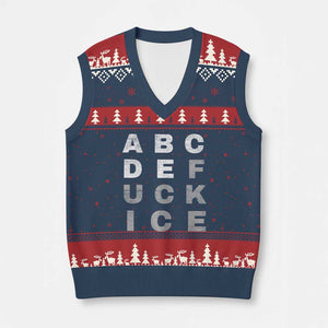 Fck Ice V-Neck Knit Sweater Vest Chinga La Migra Subtle FDT TS10 Navy Red Print Your Wear