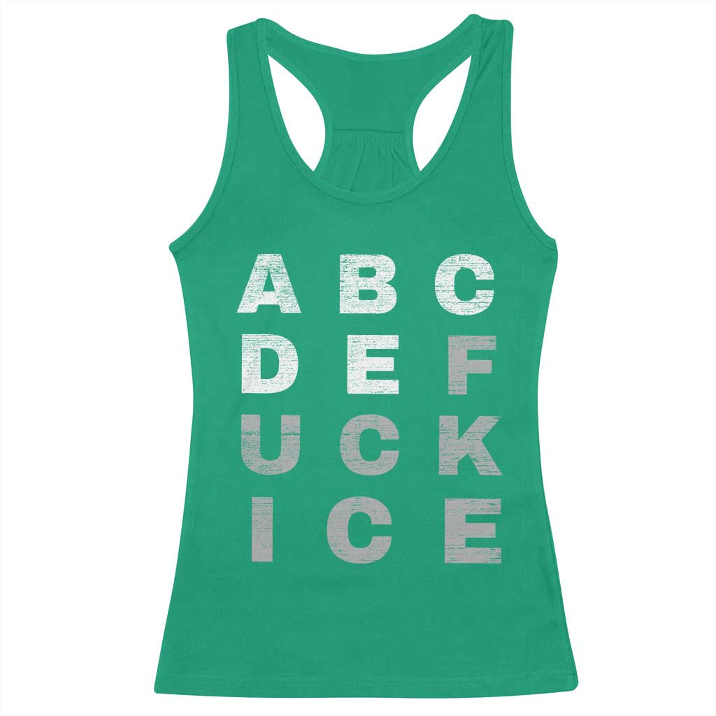 Fck Ice Racerback Tank Top Chinga La Migra Subtle FDT TS10 Irish Green Print Your Wear
