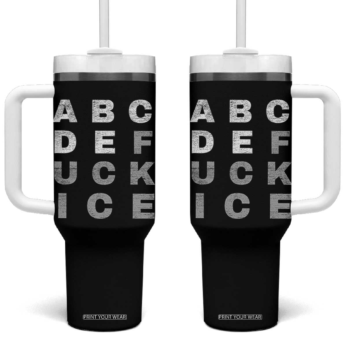 Fck Ice Tumbler With Handle Chinga La Migra Subtle FDT TS10 One Size: 40 oz Black Print Your Wear