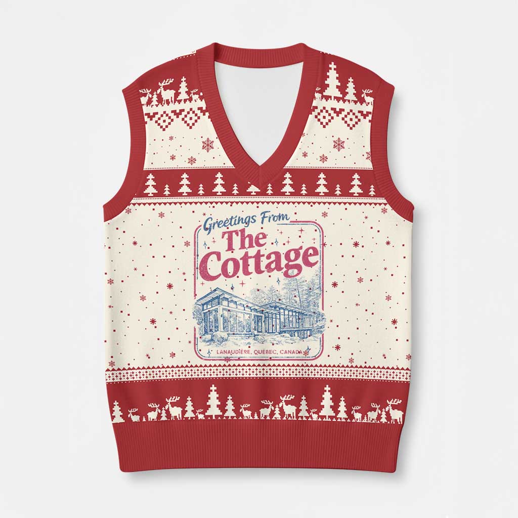 Coming To The Cottage V-Neck Knit Sweater Vest LGBT Romance Hockey Fan TS10 Beige Red Print Your Wear