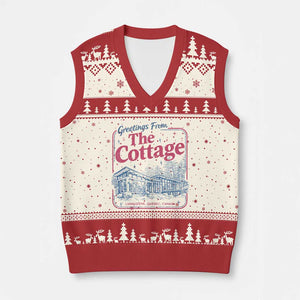 Coming To The Cottage V-Neck Knit Sweater Vest LGBT Romance Hockey Fan TS10 Beige Red Print Your Wear