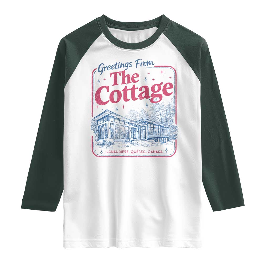 Coming To The Cottage Raglan Shirt LGBT Romance Hockey Fan TS10 White Dark Forest Green Print Your Wear