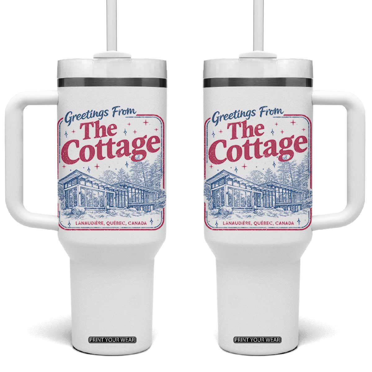 Coming To The Cottage Tumbler With Handle LGBT Romance Hockey Fan TS10 One Size: 40 oz White Print Your Wear