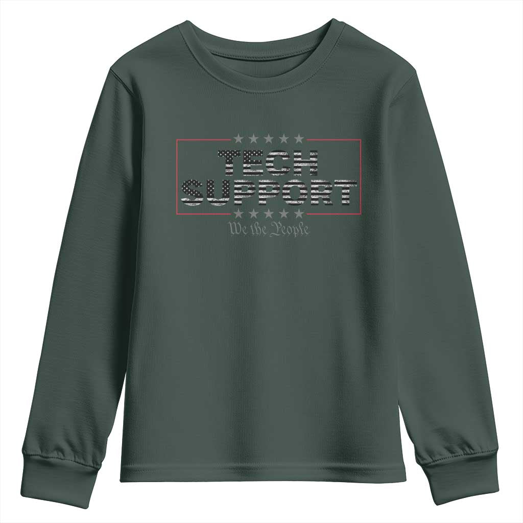 Tech Support Youth Sweatshirt IT Support Programmer Engineer TS10 Dark Forest Green Print Your Wear