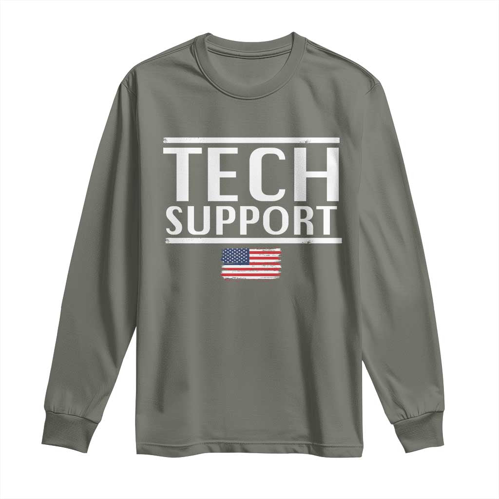 Tech Support Long Sleeve Shirt IT Support Programmer Engineer Elon Musk TS10 Military Green Print Your Wear