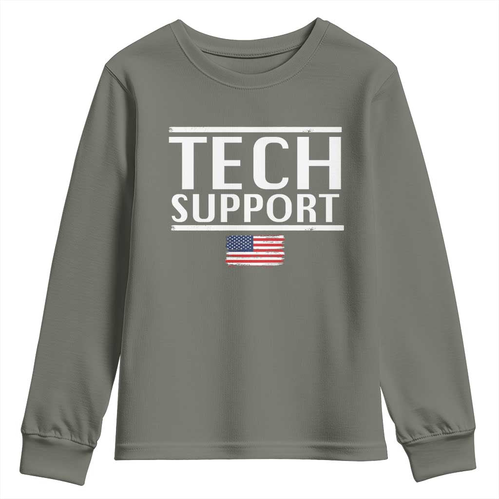 Tech Support Youth Sweatshirt IT Support Programmer Engineer Elon Musk TS10 Military Green Print Your Wear