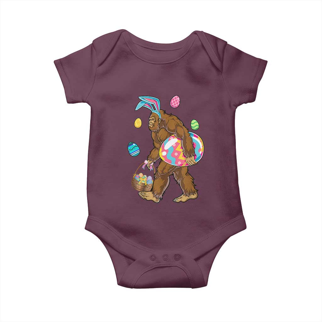 Bigfoot Easter Baby Onesie Funny Sasquatch Eggs Hunting TS10 Maroon Print Your Wear