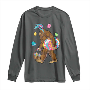 Bigfoot Easter Long Sleeve Shirt Funny Sasquatch Eggs Hunting TS10 Dark Heather Print Your Wear