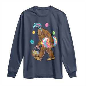 Bigfoot Easter Long Sleeve Shirt Funny Sasquatch Eggs Hunting TS10 Navy Print Your Wear