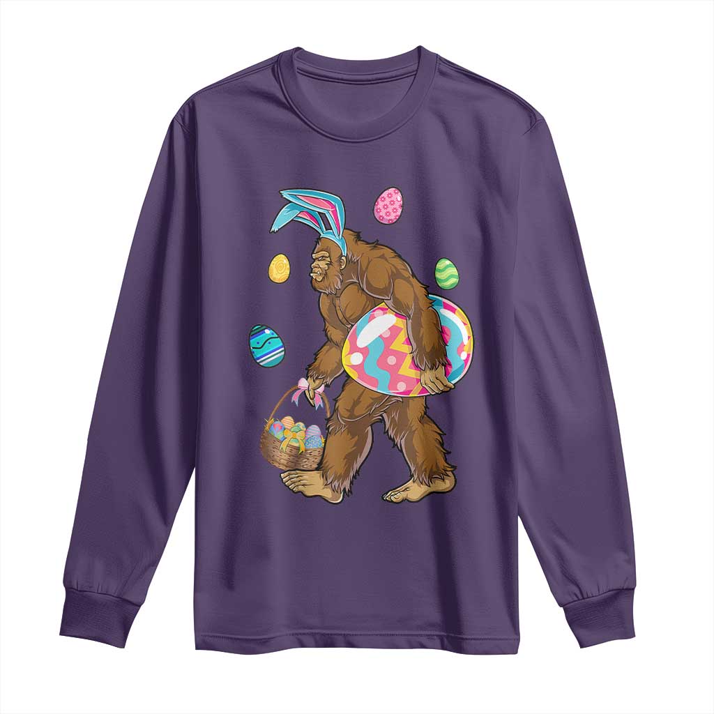 Bigfoot Easter Long Sleeve Shirt Funny Sasquatch Eggs Hunting TS10 Purple Print Your Wear