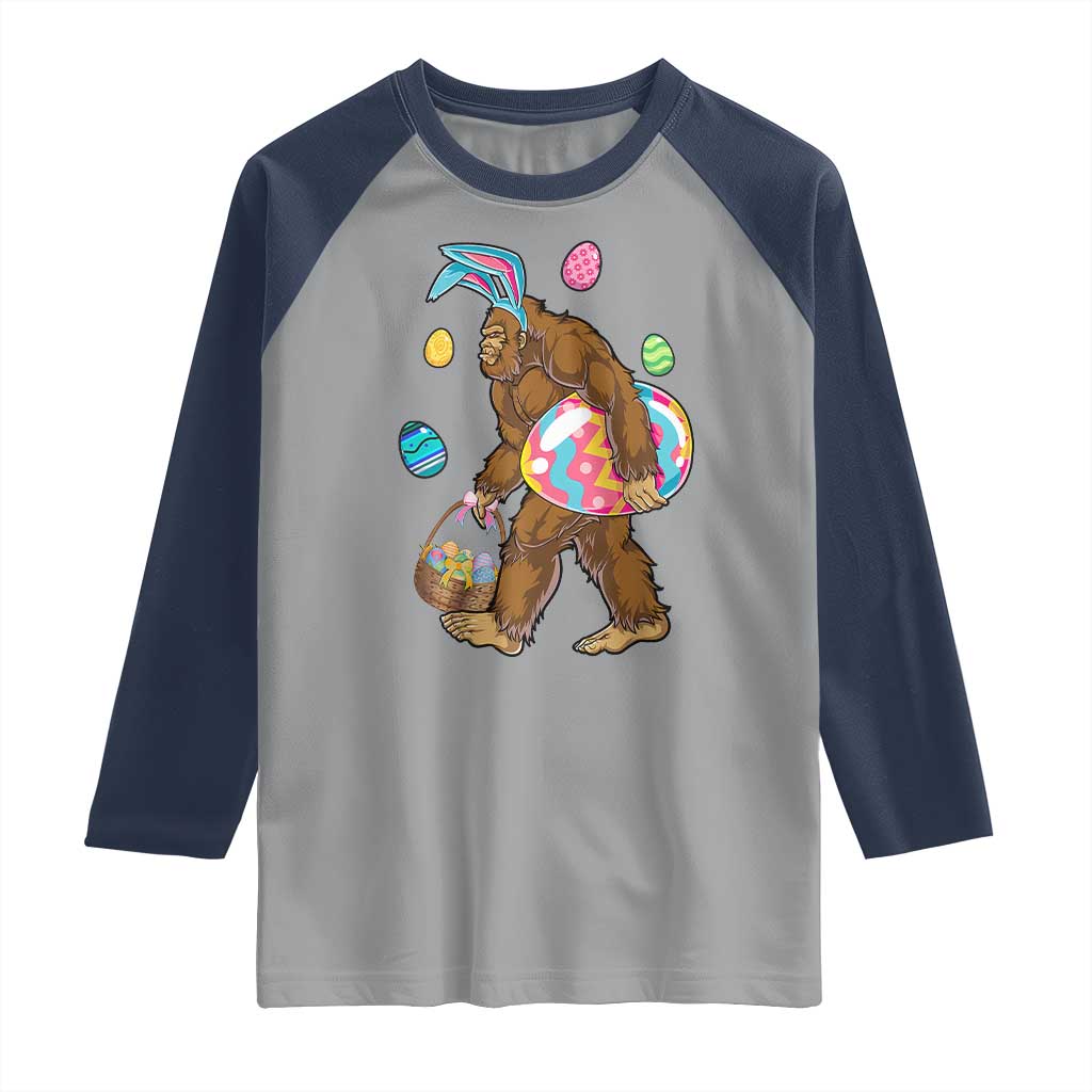 Bigfoot Easter Raglan Shirt Funny Sasquatch Eggs Hunting TS10 Sport Gray Navy Print Your Wear
