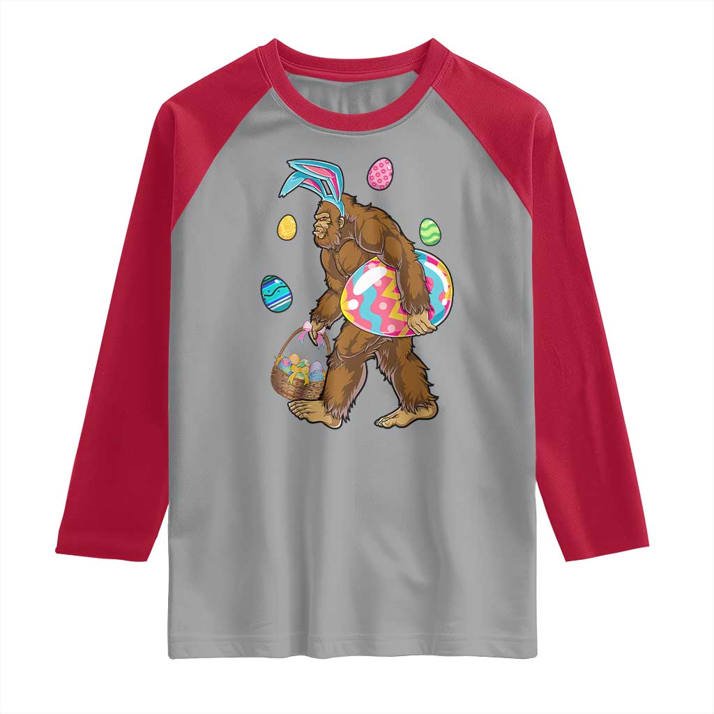 Bigfoot Easter Raglan Shirt Funny Sasquatch Eggs Hunting TS10 Sport Gray Red Print Your Wear