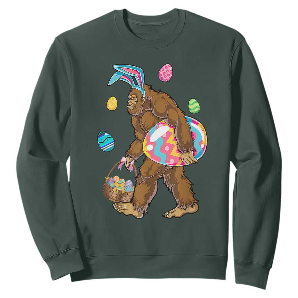 Bigfoot Easter Sweatshirt Funny Sasquatch Eggs Hunting TS10 Dark Forest Green Print Your Wear