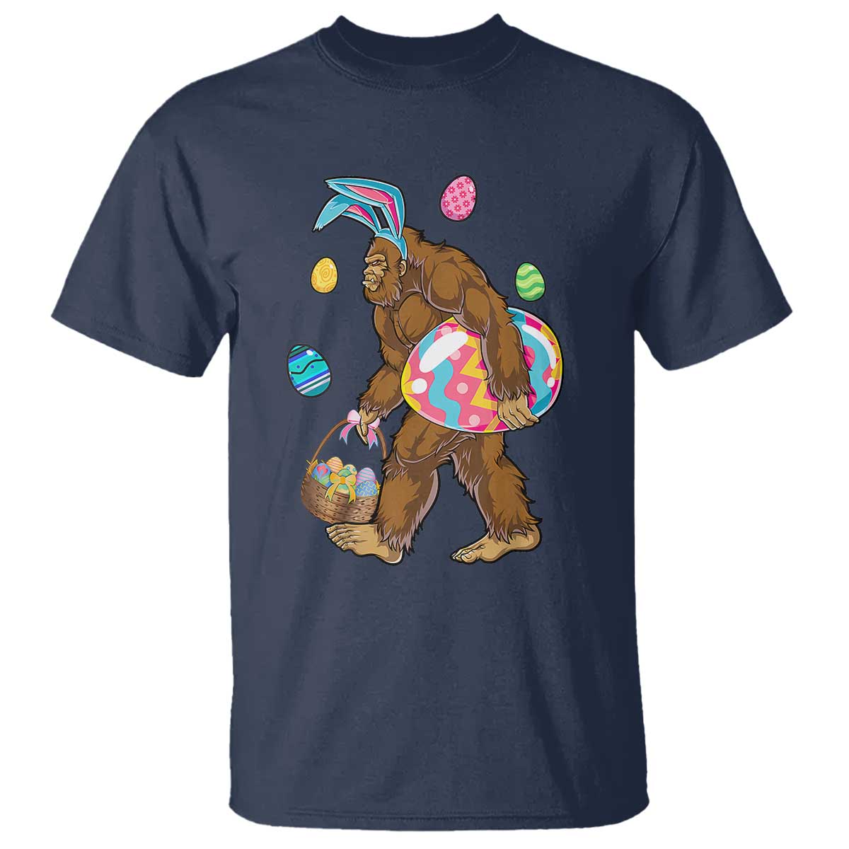 Bigfoot Easter T Shirt Funny Sasquatch Eggs Hunting TS10 Navy Print Your Wear