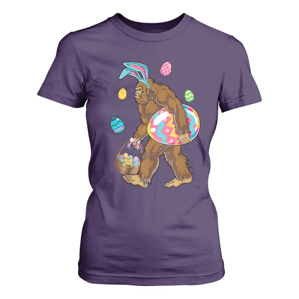 Bigfoot Easter T Shirt For Women Funny Sasquatch Eggs Hunting TS10 Purple Print Your Wear
