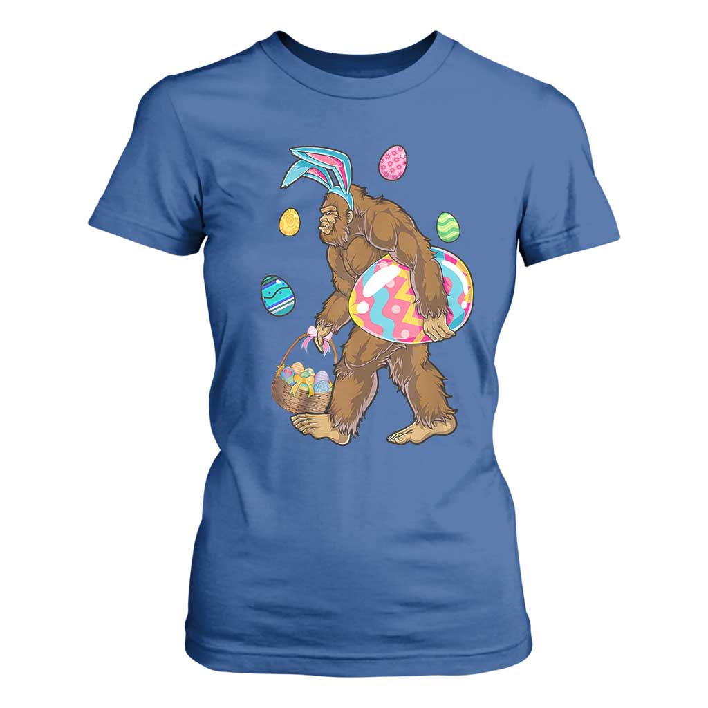 Bigfoot Easter T Shirt For Women Funny Sasquatch Eggs Hunting TS10 Royal Blue Print Your Wear