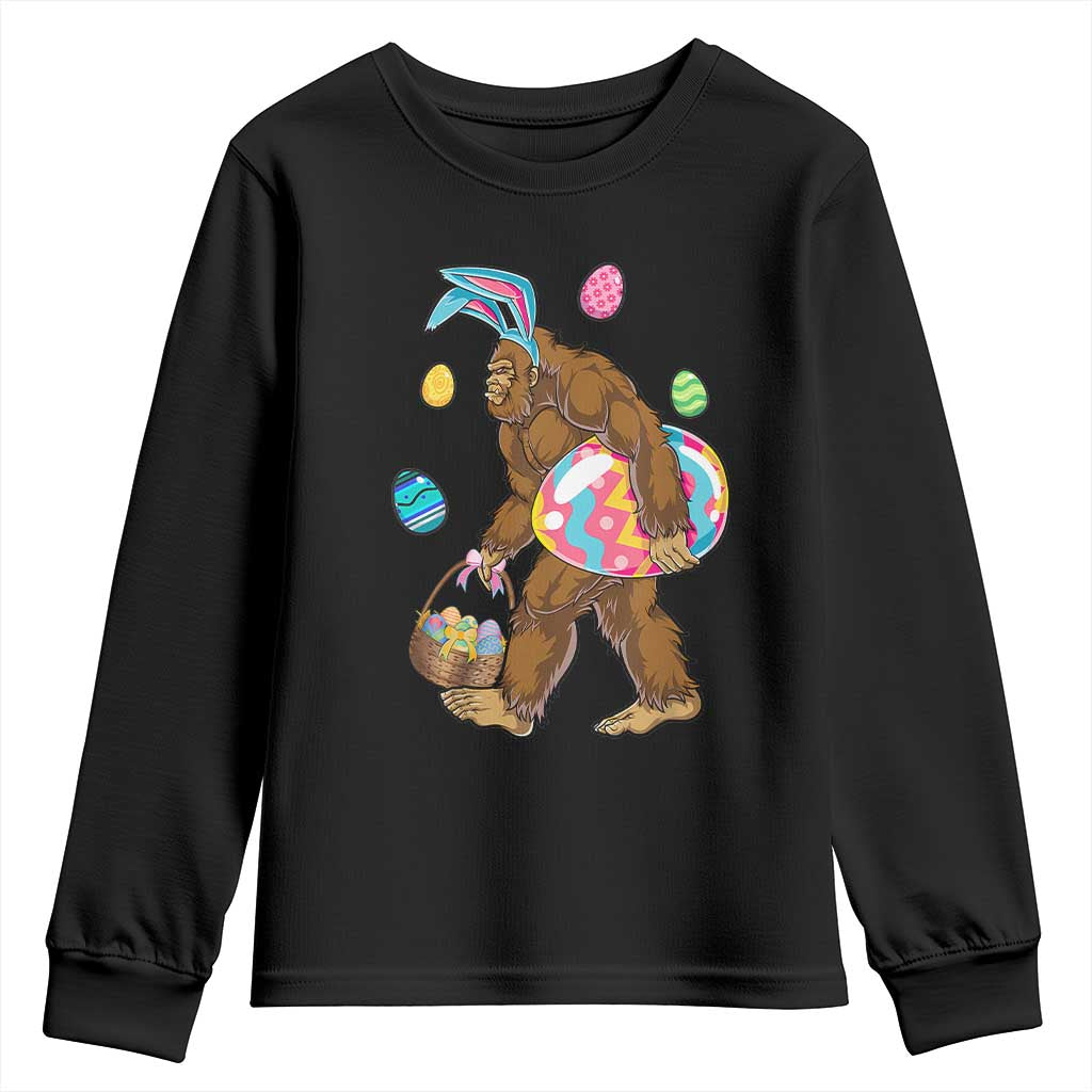 Bigfoot Easter Youth Sweatshirt Funny Sasquatch Eggs Hunting TS10 Black Print Your Wear