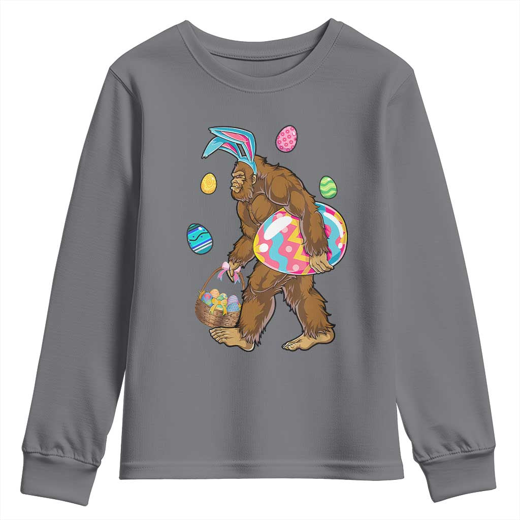 Bigfoot Easter Youth Sweatshirt Funny Sasquatch Eggs Hunting TS10 Charcoal Print Your Wear