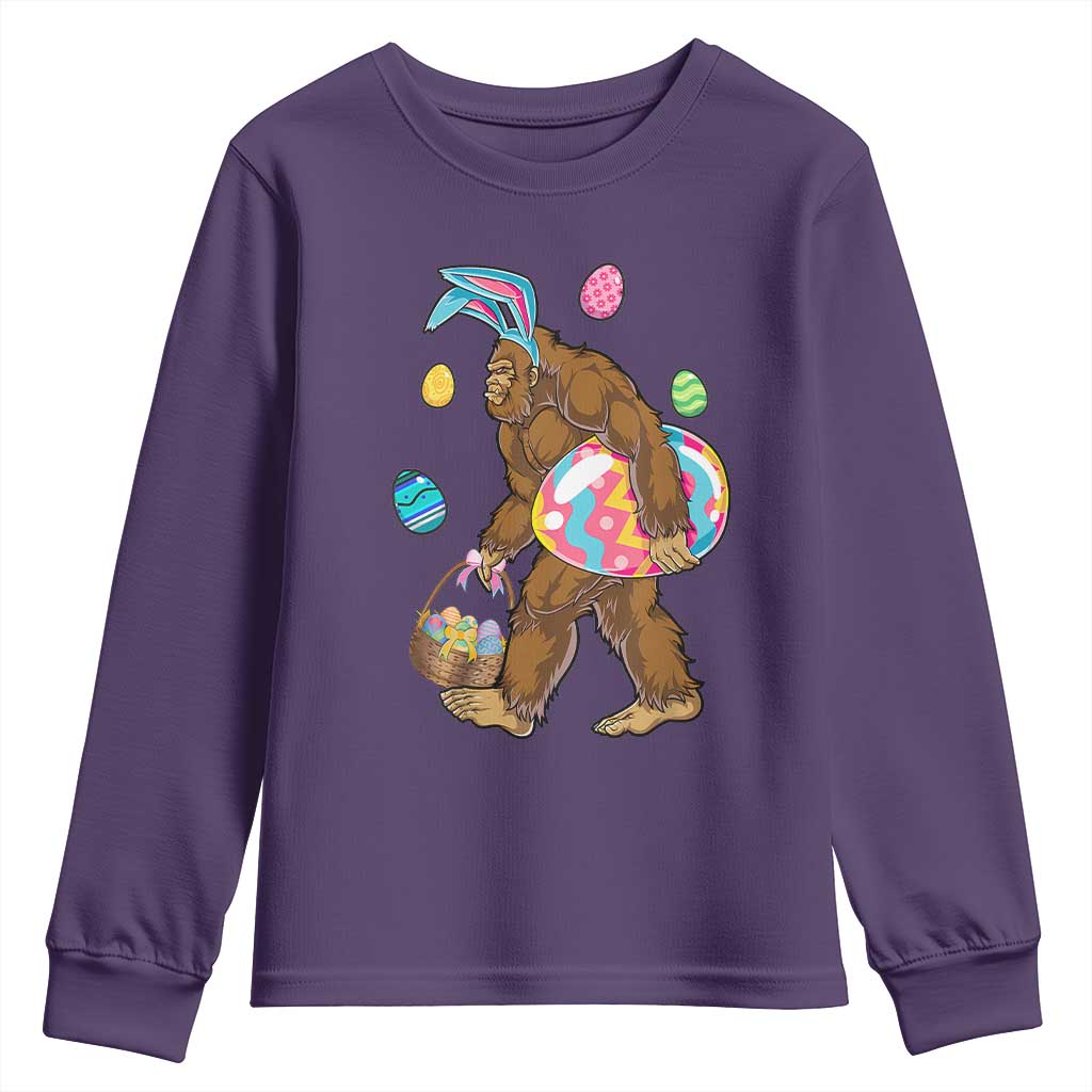 Bigfoot Easter Youth Sweatshirt Funny Sasquatch Eggs Hunting TS10 Purple Print Your Wear