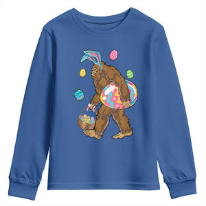 Bigfoot Easter Youth Sweatshirt Funny Sasquatch Eggs Hunting TS10 Royal Blue Print Your Wear