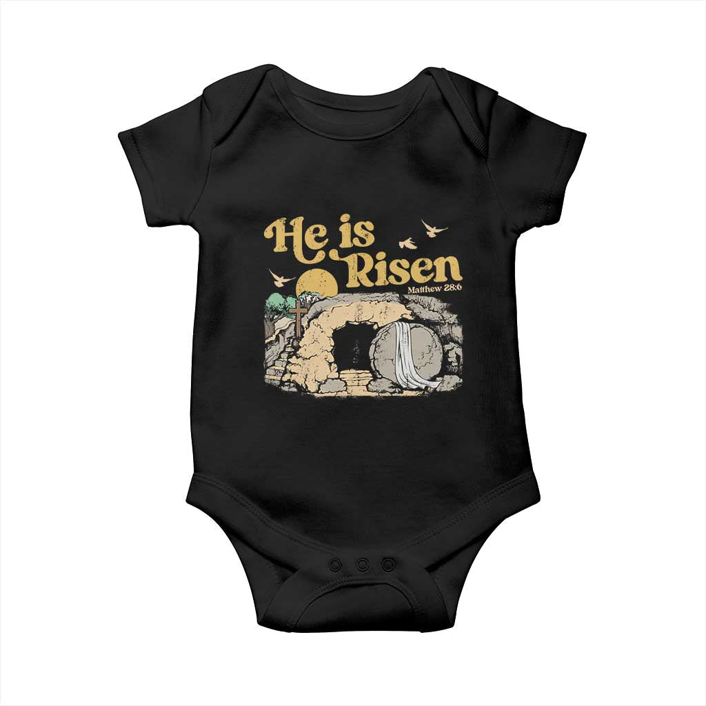 He Is Risen Baby Onesie Retro Vintage Easter Jesus Christian Apparel TS10 Black Print Your Wear