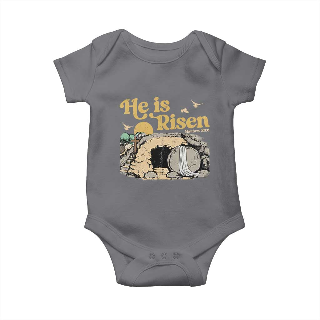He Is Risen Baby Onesie Retro Vintage Easter Jesus Christian Apparel TS10 Charcoal Print Your Wear
