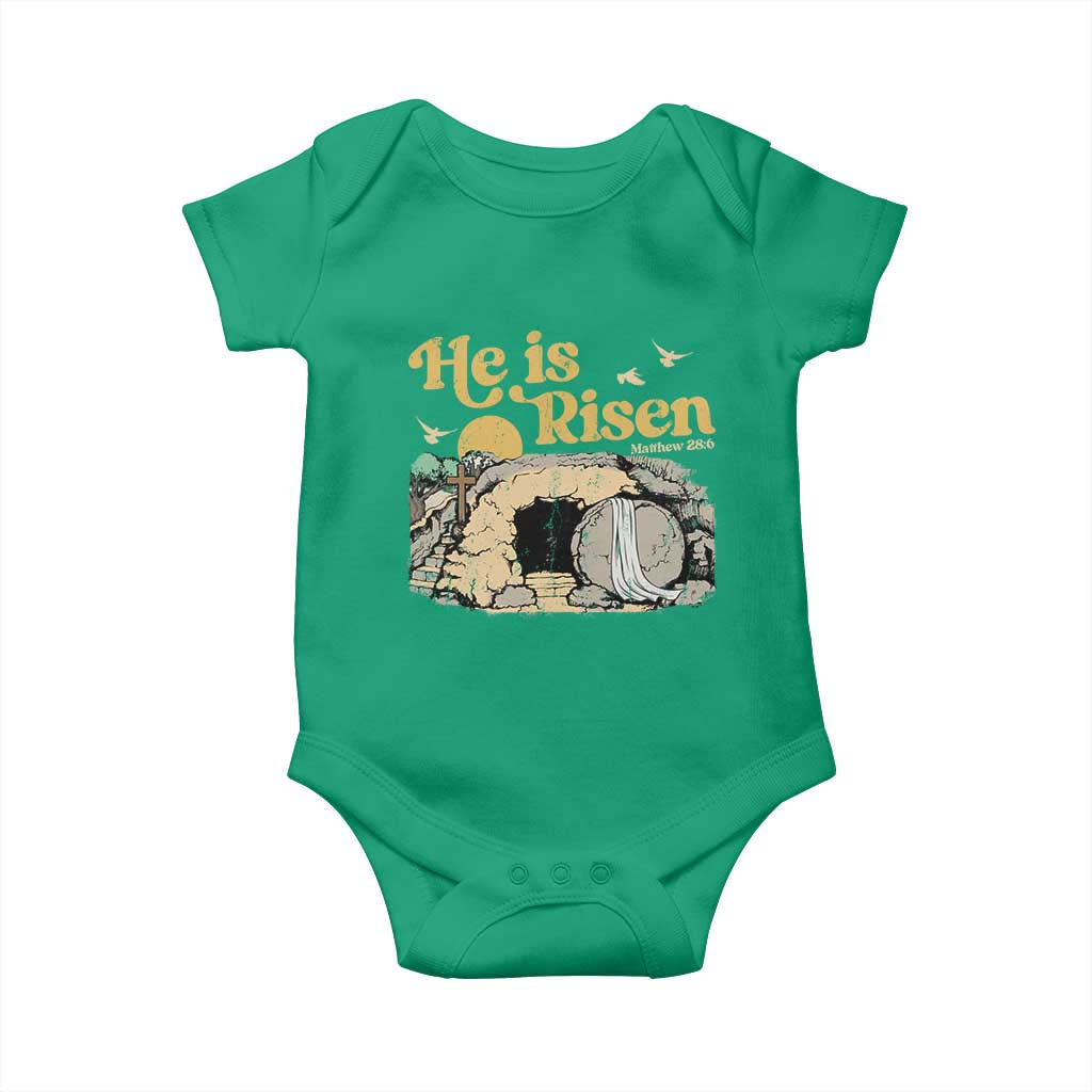 He Is Risen Baby Onesie Retro Vintage Easter Jesus Christian Apparel TS10 Irish Green Print Your Wear
