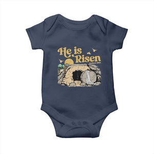 He Is Risen Baby Onesie Retro Vintage Easter Jesus Christian Apparel TS10 Navy Print Your Wear