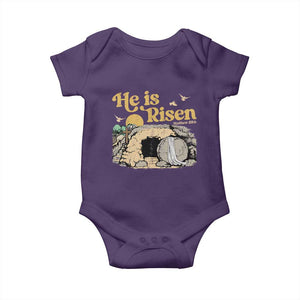 He Is Risen Baby Onesie Retro Vintage Easter Jesus Christian Apparel TS10 Purple Print Your Wear
