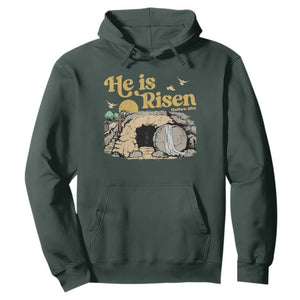 He Is Risen Hoodie Retro Vintage Easter Jesus Christian Apparel TS10 Dark Forest Green Print Your Wear
