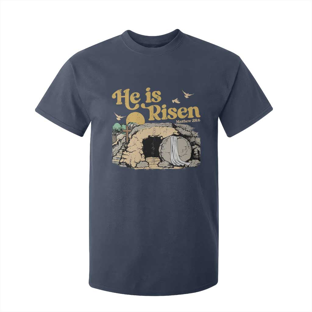 He Is Risen T Shirt For Kid Retro Vintage Easter Jesus Christian Apparel TS10 Navy Print Your Wear