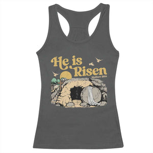 He Is Risen Racerback Tank Top Retro Vintage Easter Jesus Christian Apparel TS10 Dark Heather Print Your Wear