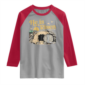 He Is Risen Raglan Shirt Retro Vintage Easter Jesus Christian Apparel TS10 Sport Gray Red Print Your Wear