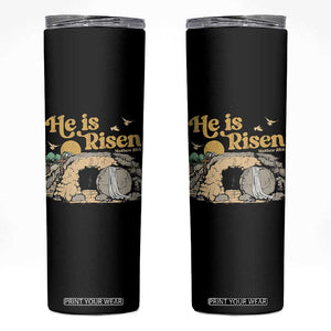He Is Risen Skinny Tumbler Retro Vintage Easter Jesus Christian Apparel TS10 Black Print Your Wear