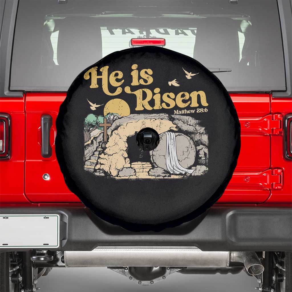 He Is Risen Spare Tire Cover Retro Vintage Easter Jesus Christian Apparel TS10 Black Print Your Wear