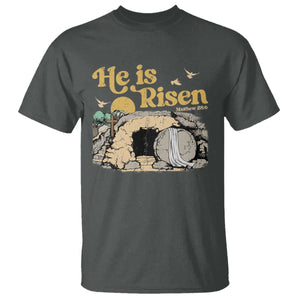 He Is Risen T Shirt Retro Vintage Easter Jesus Christian Apparel TS10 Dark Heather Print Your Wear
