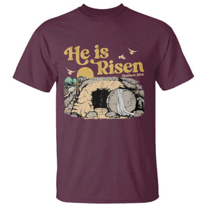 He Is Risen T Shirt Retro Vintage Easter Jesus Christian Apparel TS10 Maroon Print Your Wear