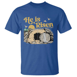 He Is Risen T Shirt Retro Vintage Easter Jesus Christian Apparel TS10 Royal Blue Print Your Wear